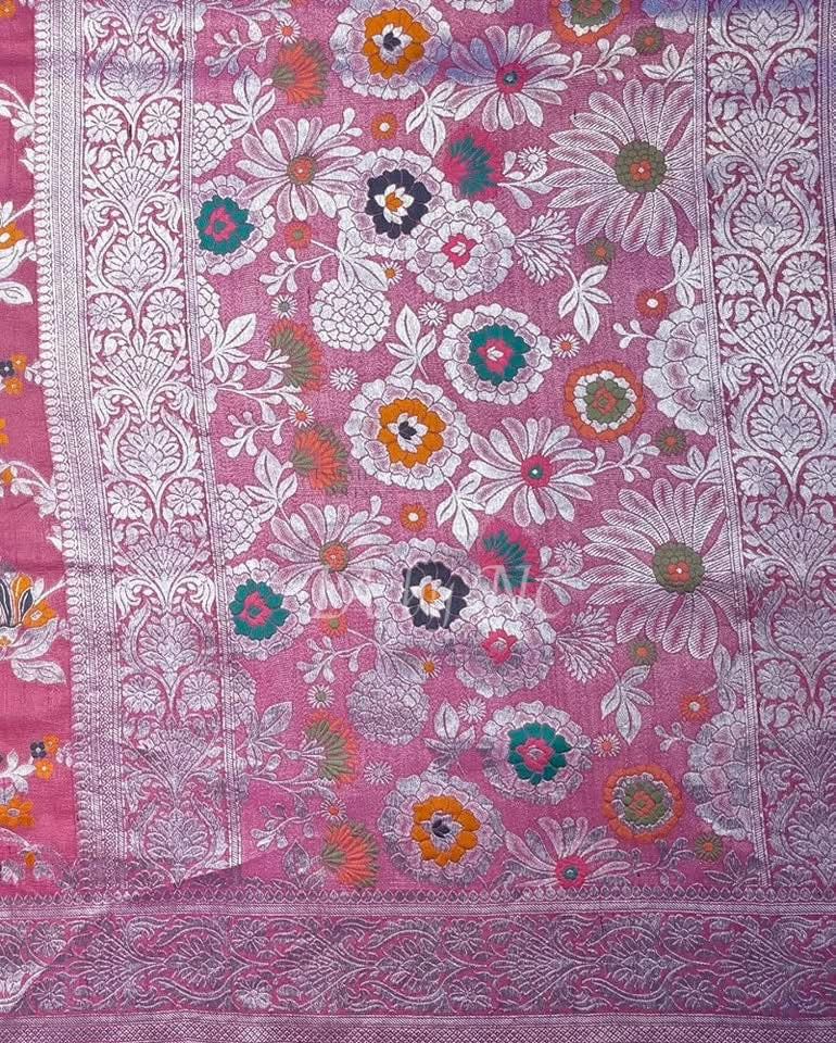 French Banarasi Pure Khaddi Tussar Georgette Meenakari Saree