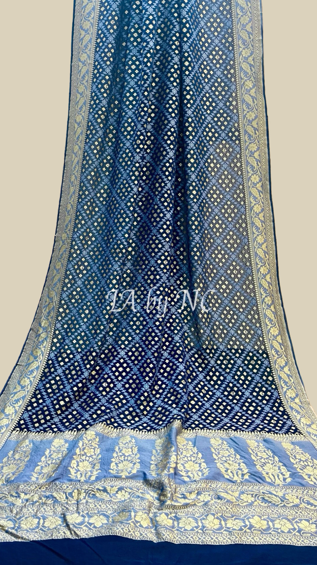 Prussian Banarasi Pure Khaddi Georgette Saree