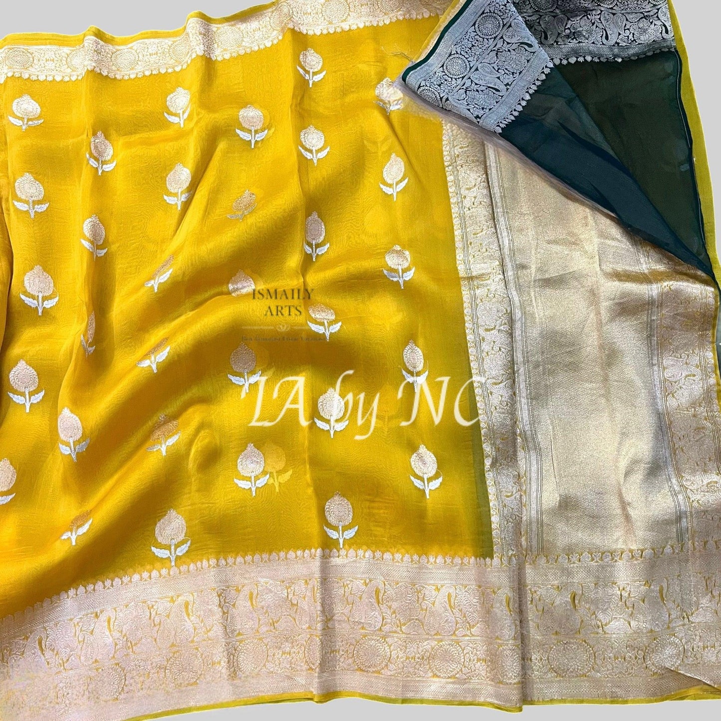 Amber Banarasi Pure Kora Organza Kadwa Saree