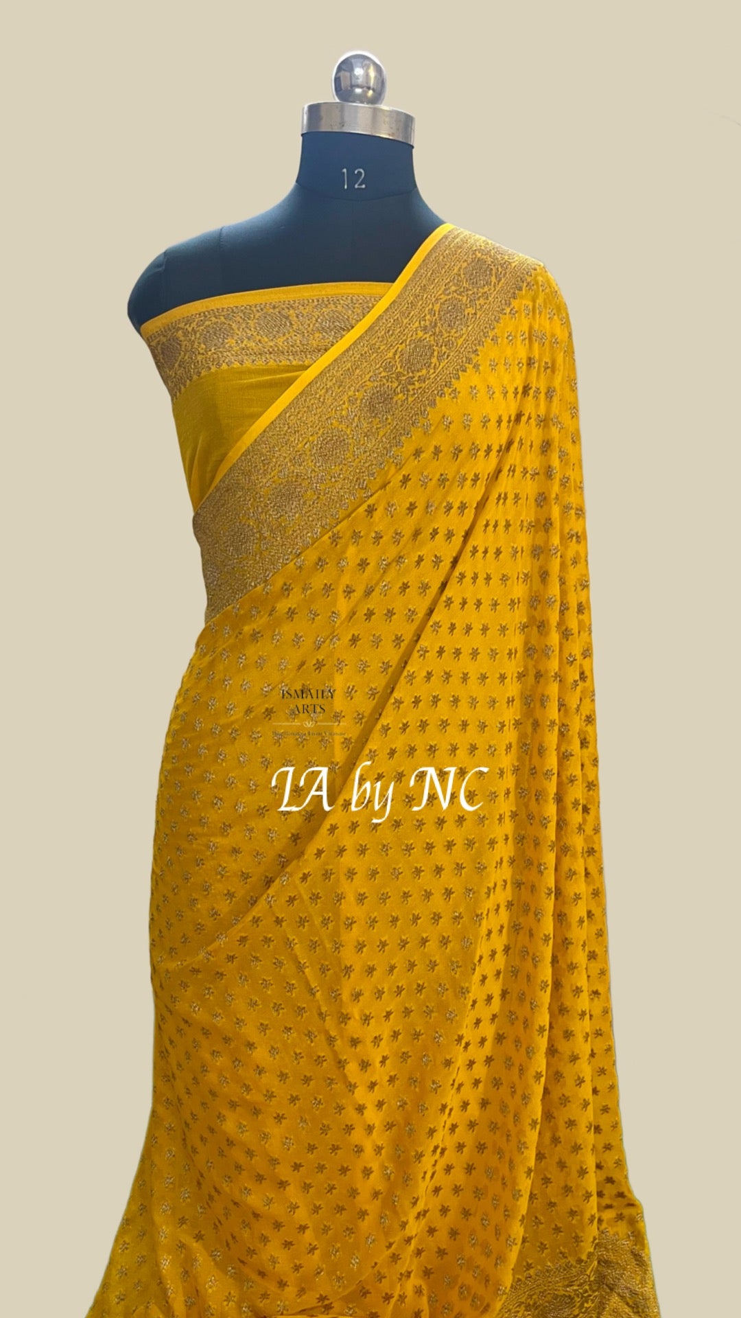 Goldenrod Banarasi Pure Khaddi Georgette Saree