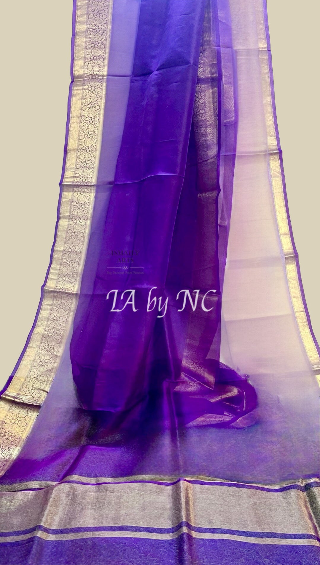 Grape Banarasi Pure Kora Silk Saree