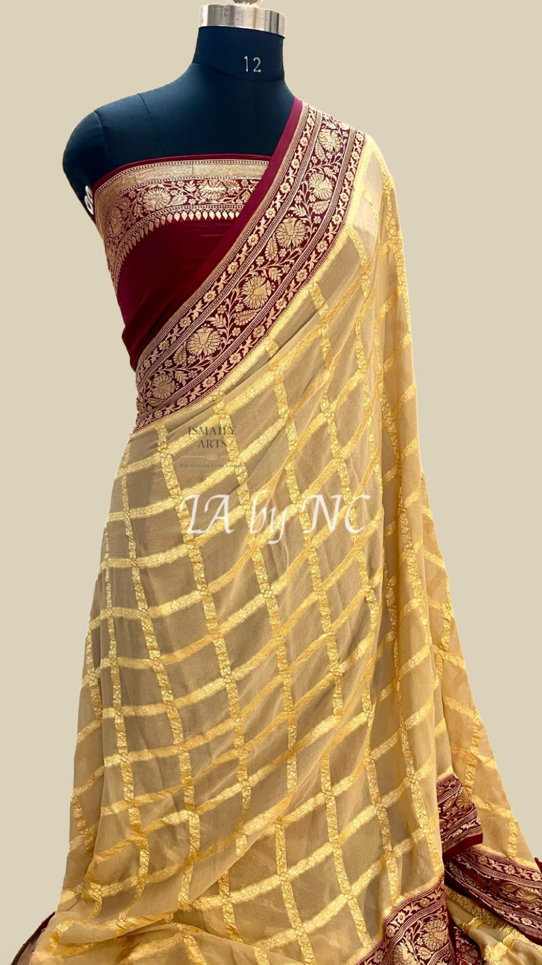 Eggnog Banarasi Pure Khaddi Georgette Saree