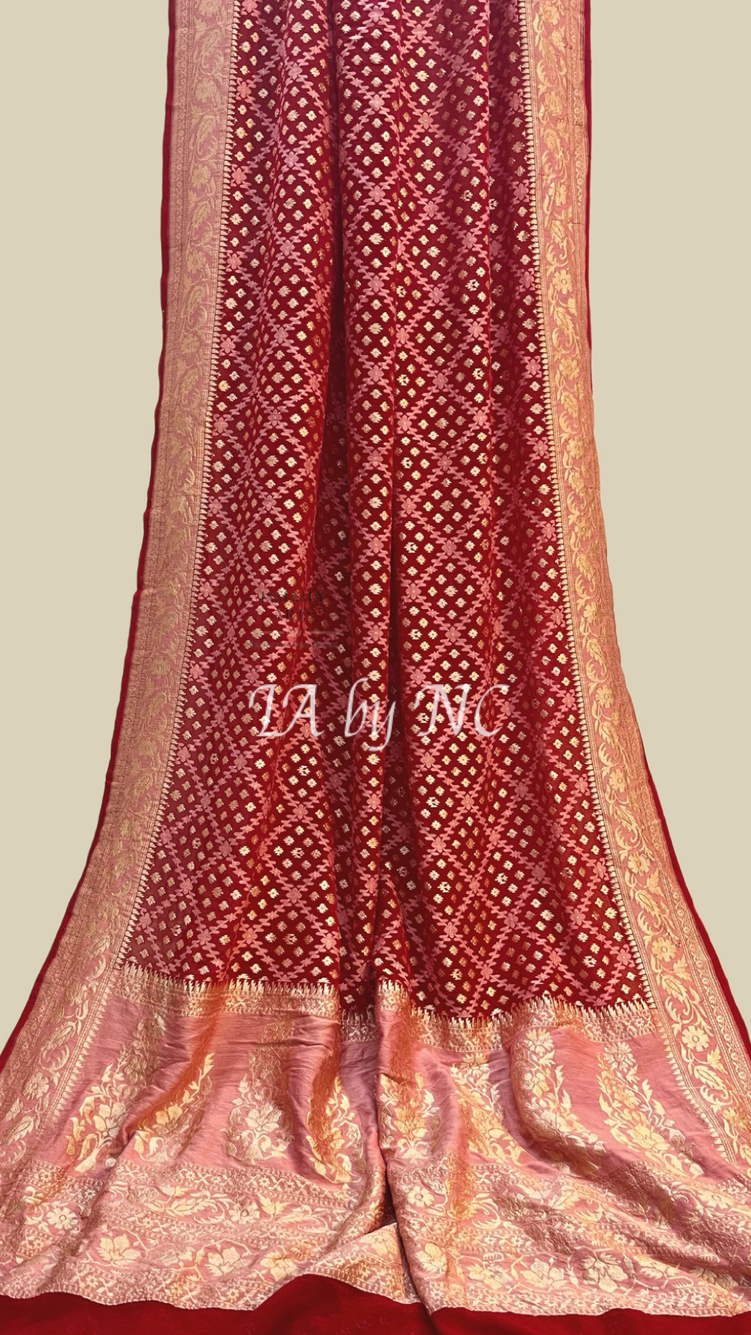 Crimson Banarasi Pure Khaddi Georgette Saree
