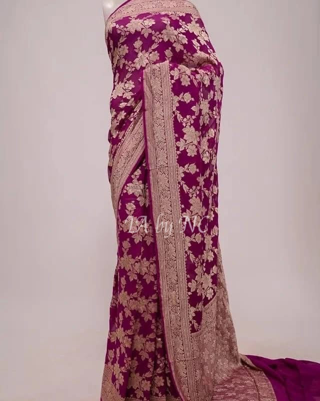 Byzantine Banarasi Pure Khaddi Georgette Saree