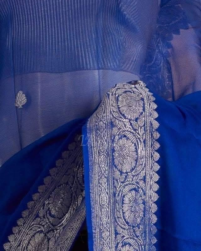Royal Banarasi Pure Khaddi Georgette Kadwa Saree