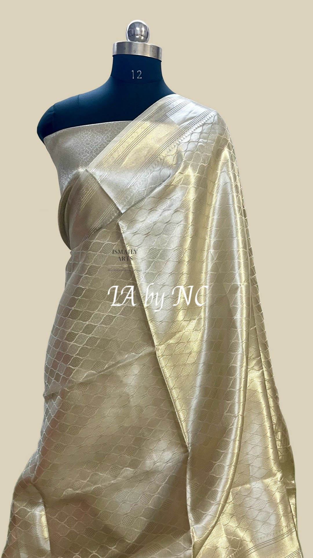 Ivory Banarasi Pure Tissue Silk Brocade Saree