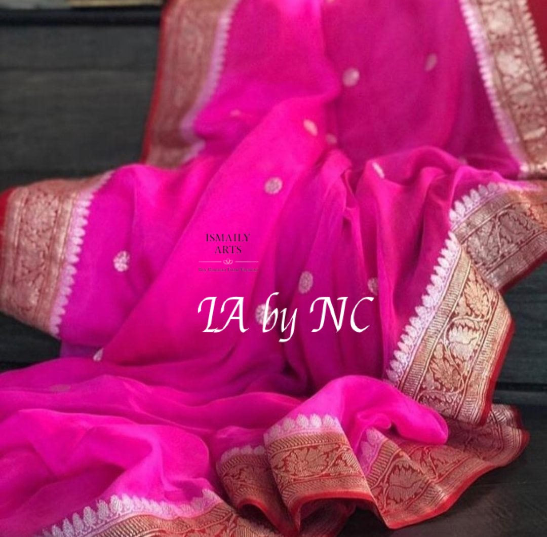 Rani Banarasi Pure Khaddi Georgette Kadwa Saree