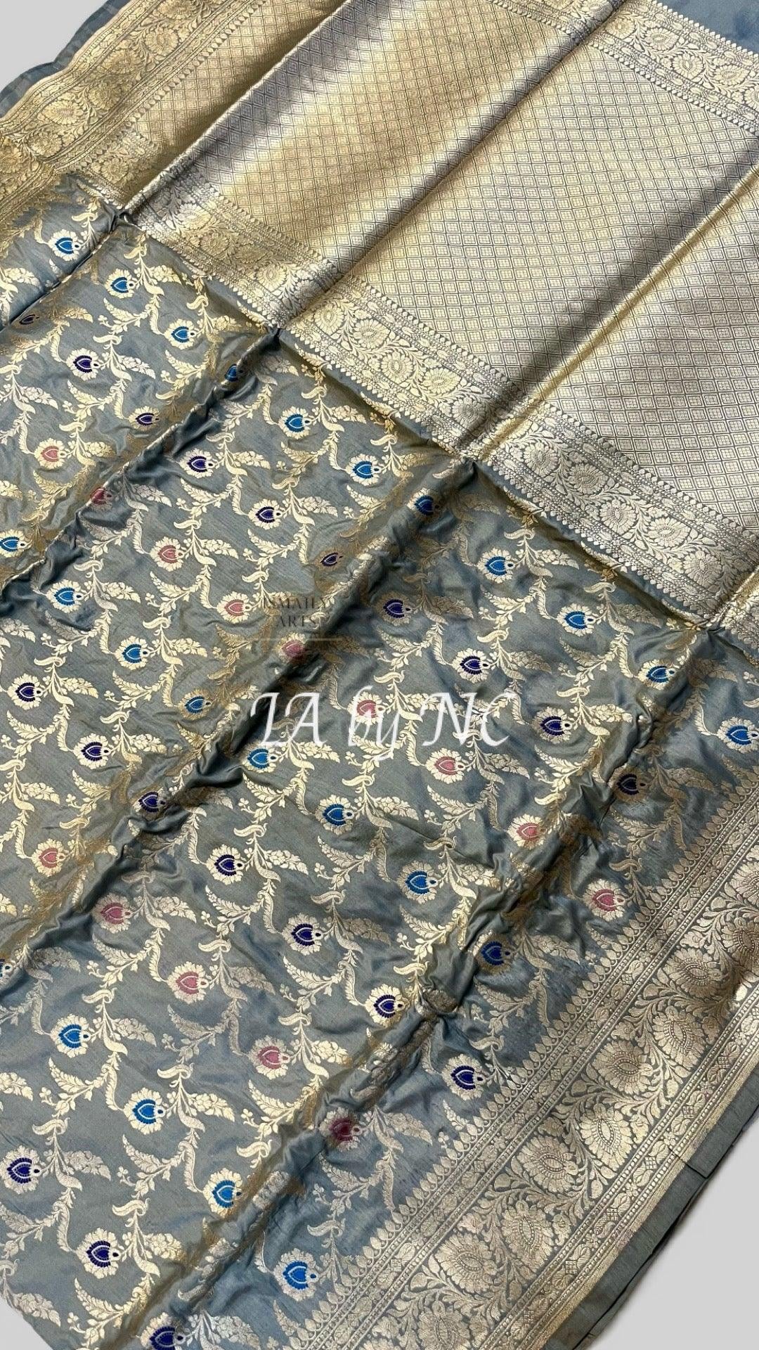 Abalone Banarasi Pure Katan Silk Meenakari Pattu Saree