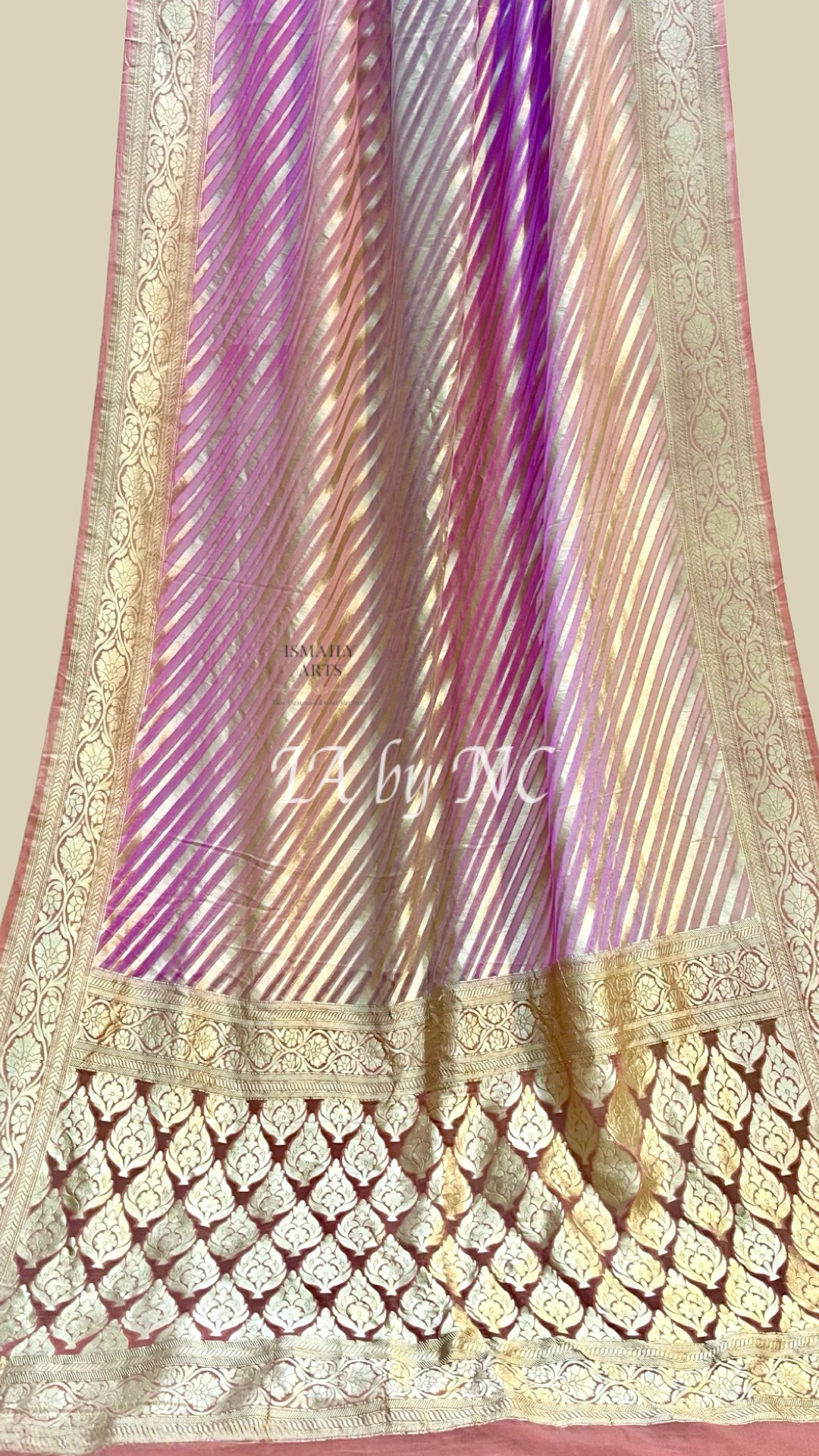 Salmon Banarasi Pure Khaddi Georgette Saree
