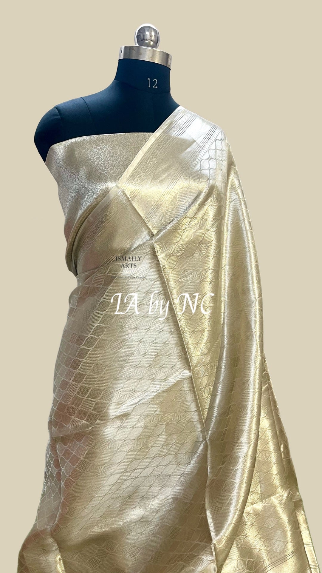 Ivory Banarasi Pure Tissue Silk Brocade Saree