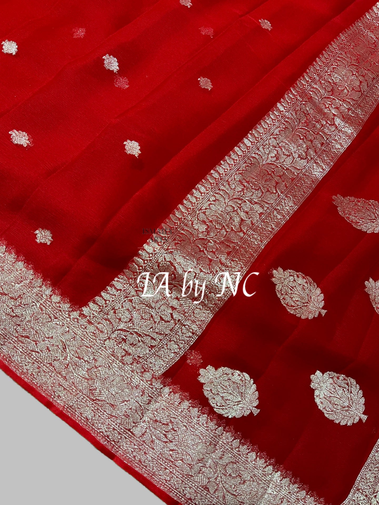 Crimson Banarasi Pure Khaddi Georgette Kadwa Saree