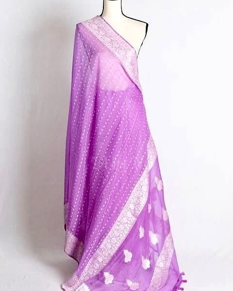 Orchid Banarasi Pure Khaddi Georgette Kadwa Saree