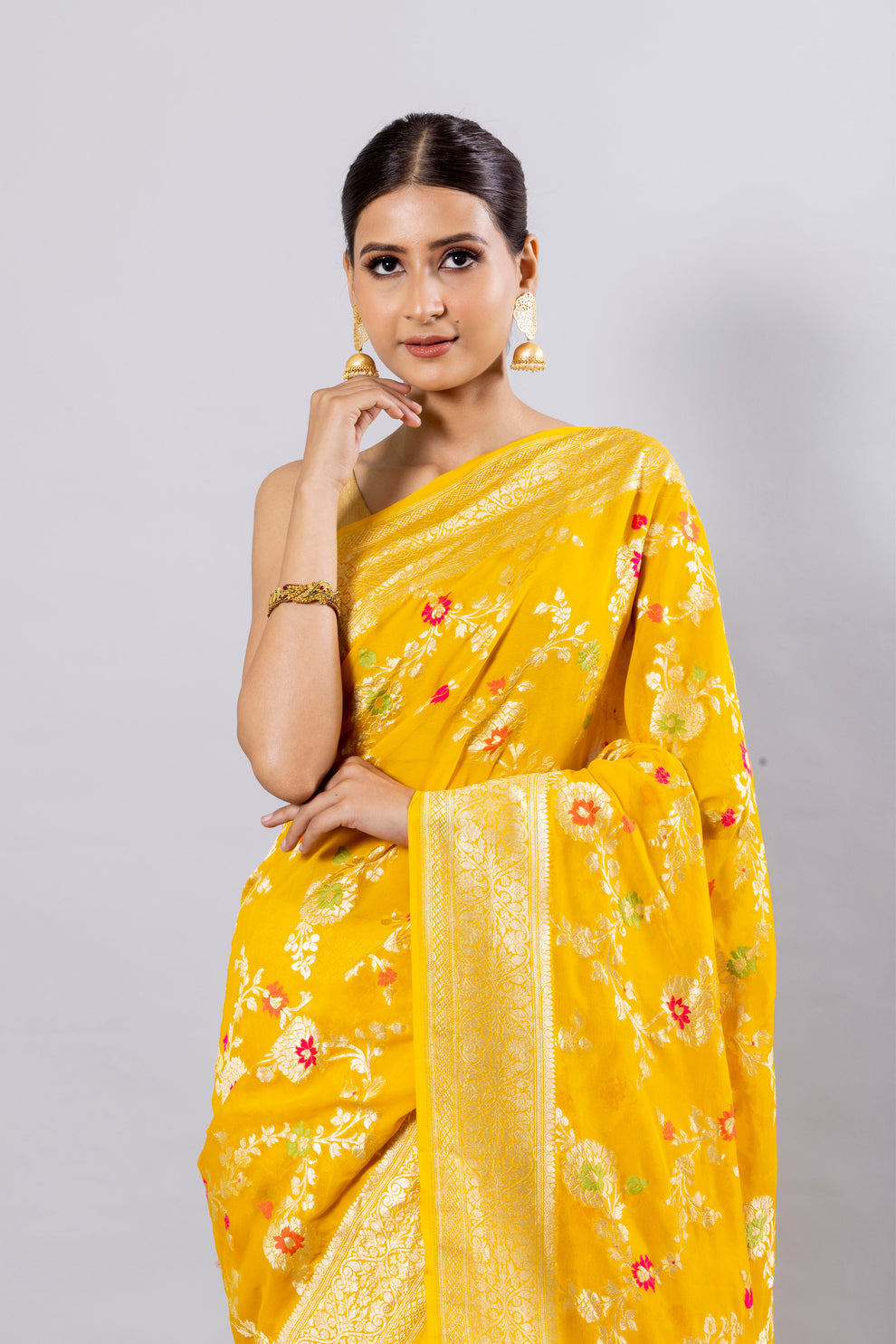 Tuscany Banarasi Pure Khaddi Georgette Meenakari Saree