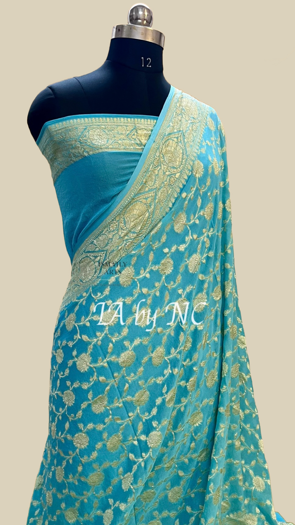 Aqua Banarasi Pure Khaddi Georgette Saree