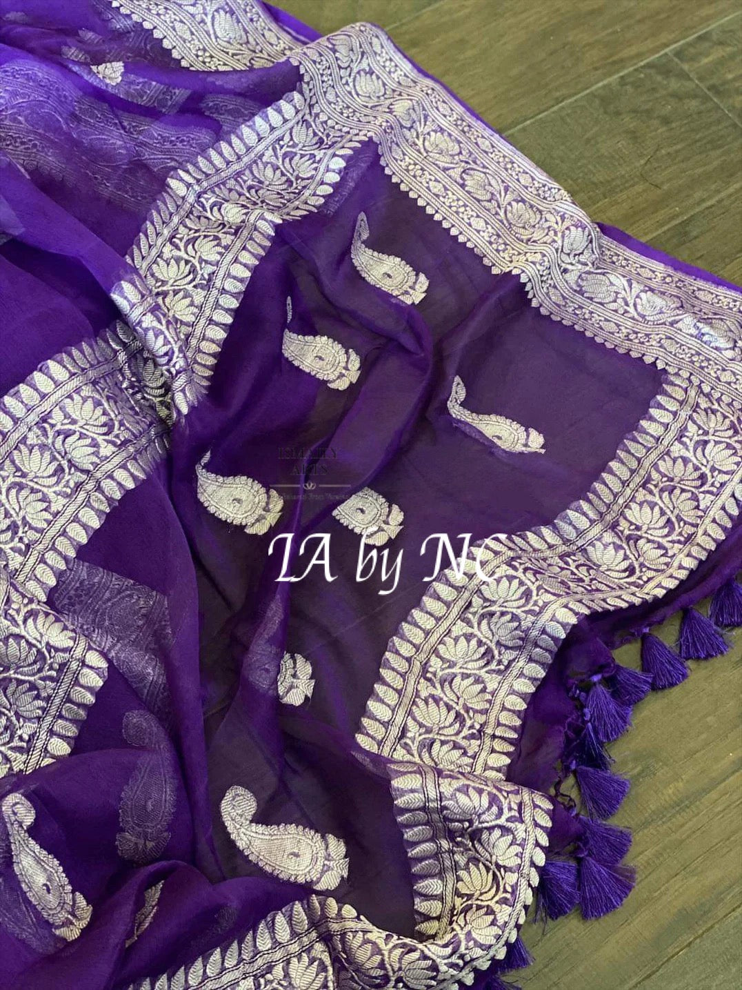 Grape Banarasi Pure Khaddi Georgette Kadwa Saree