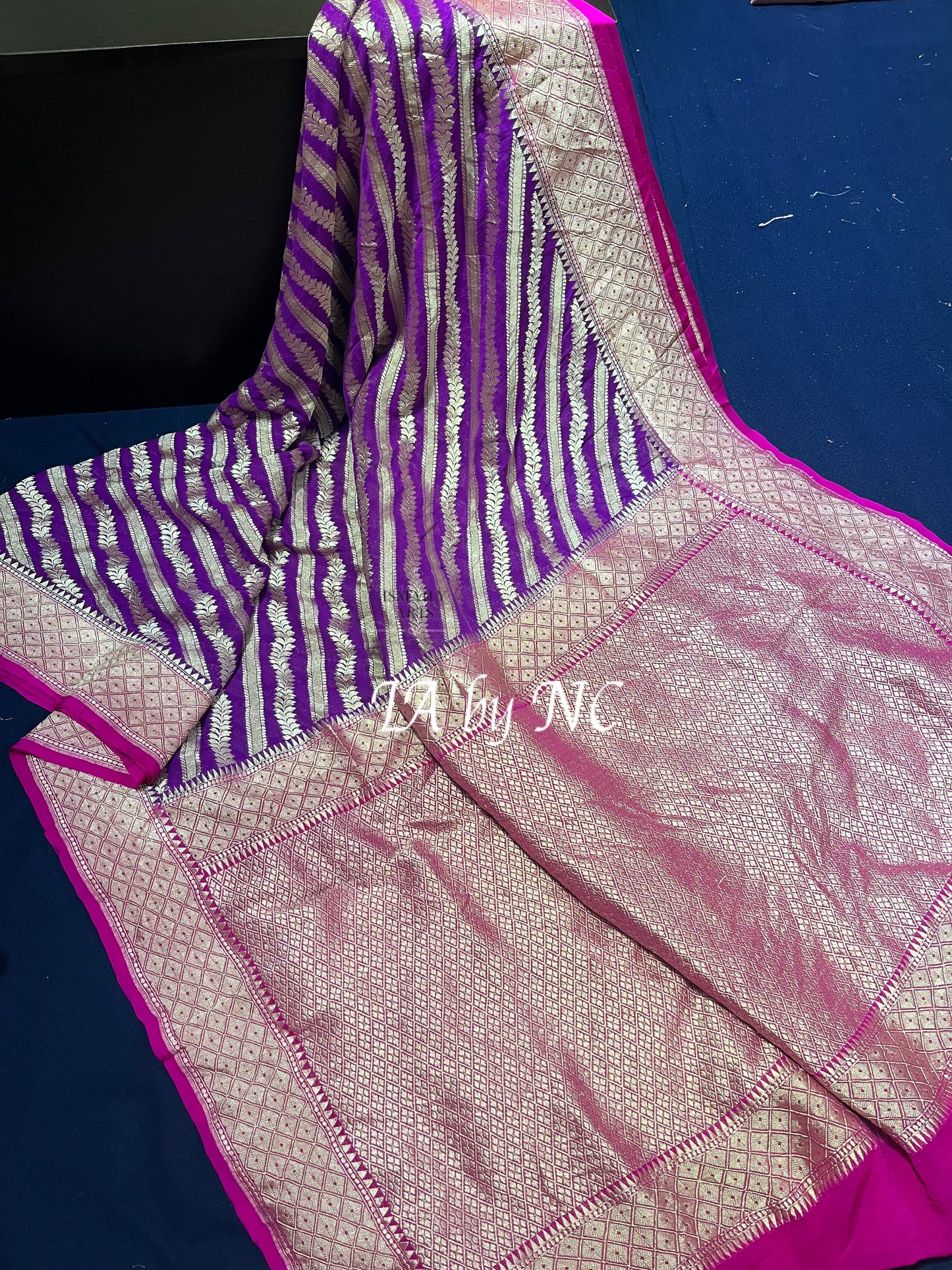 Grape Banarasi Pure Khaddi Georgette Saree