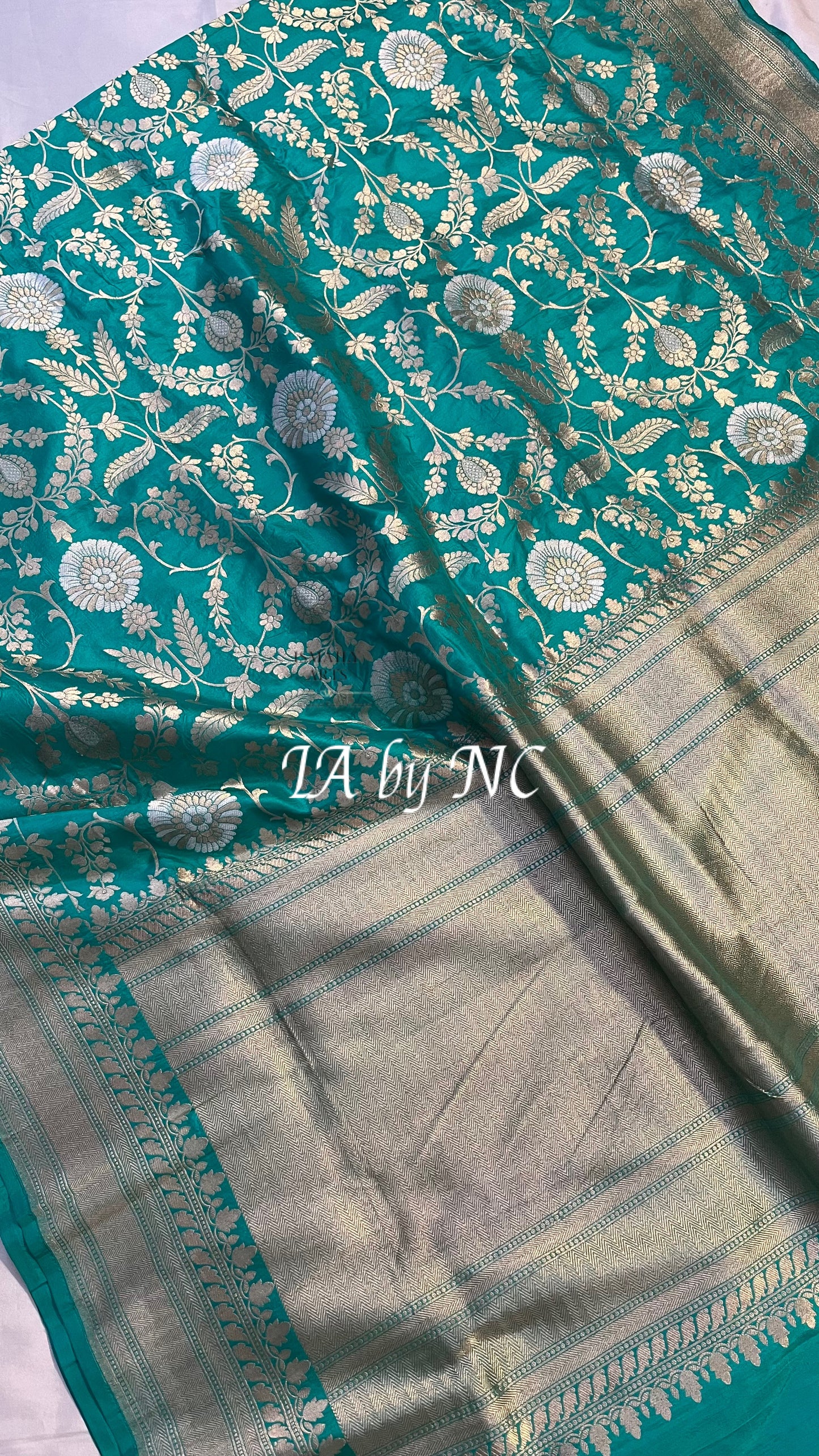 Turquoise Banarasi Pure Katan Silk Pattu Sona Rupa Saree