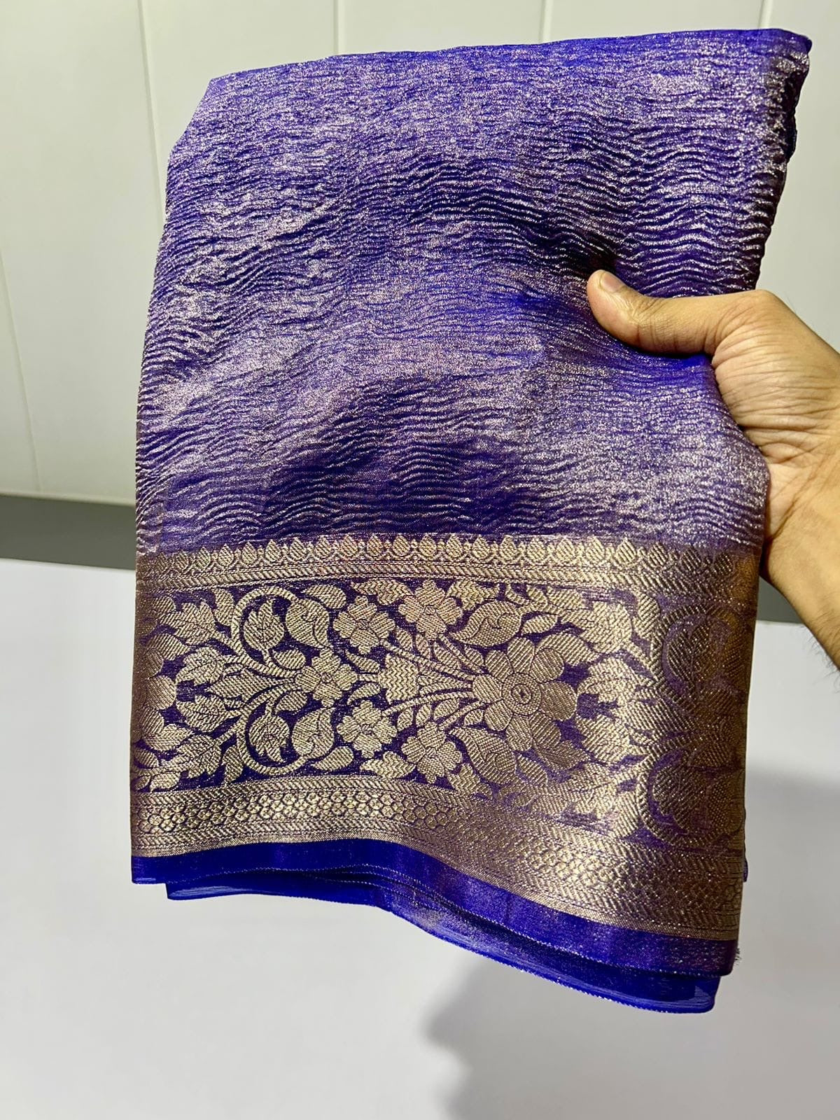 Banarasi Blend Tissue Silk Crushed Saree