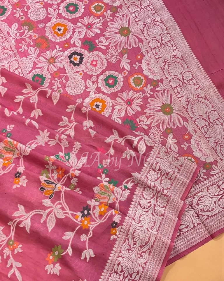 French Banarasi Pure Khaddi Tussar Georgette Meenakari Saree