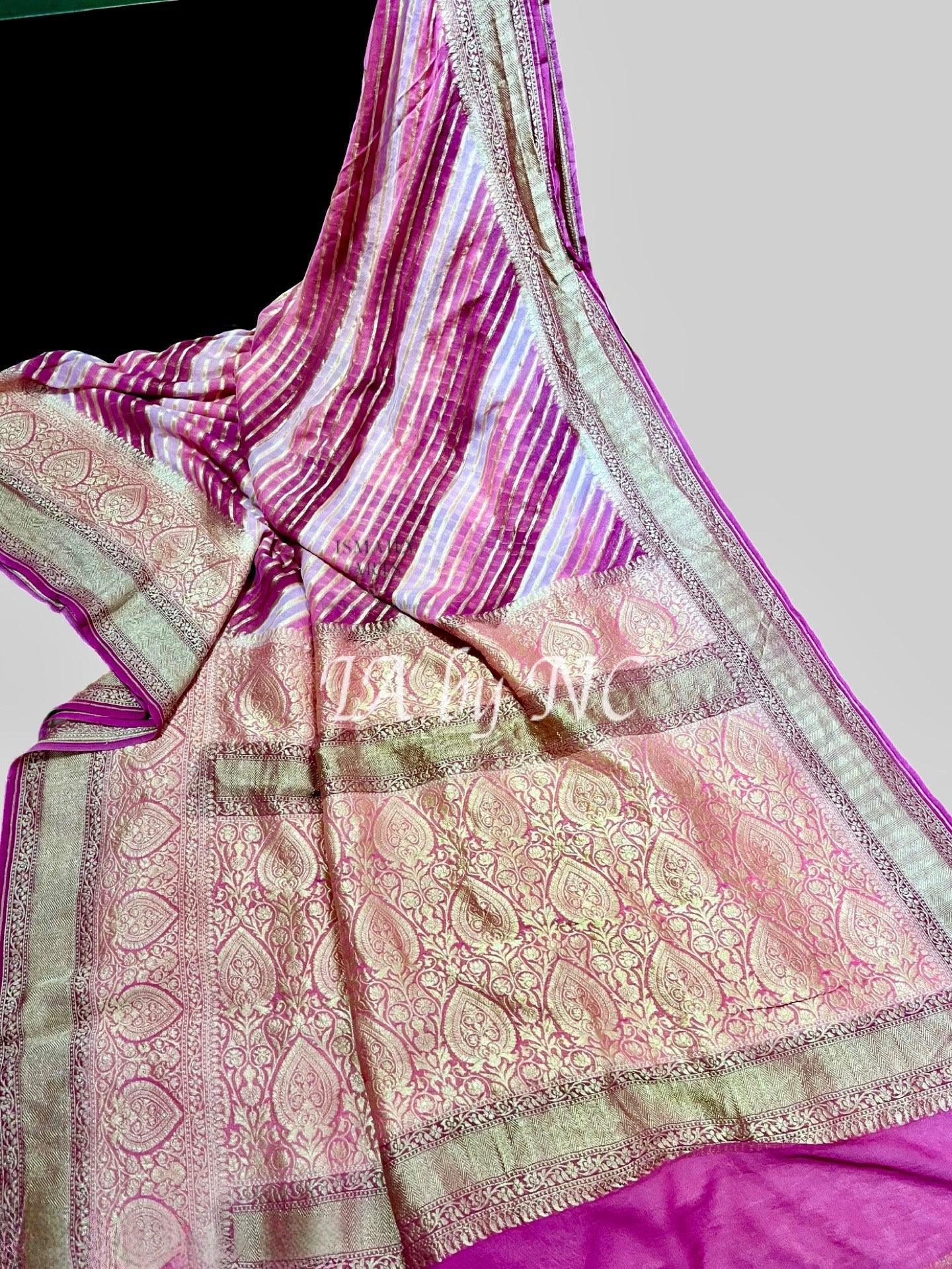 Lavender Banarasi Pure Khaddi Georgette Saree