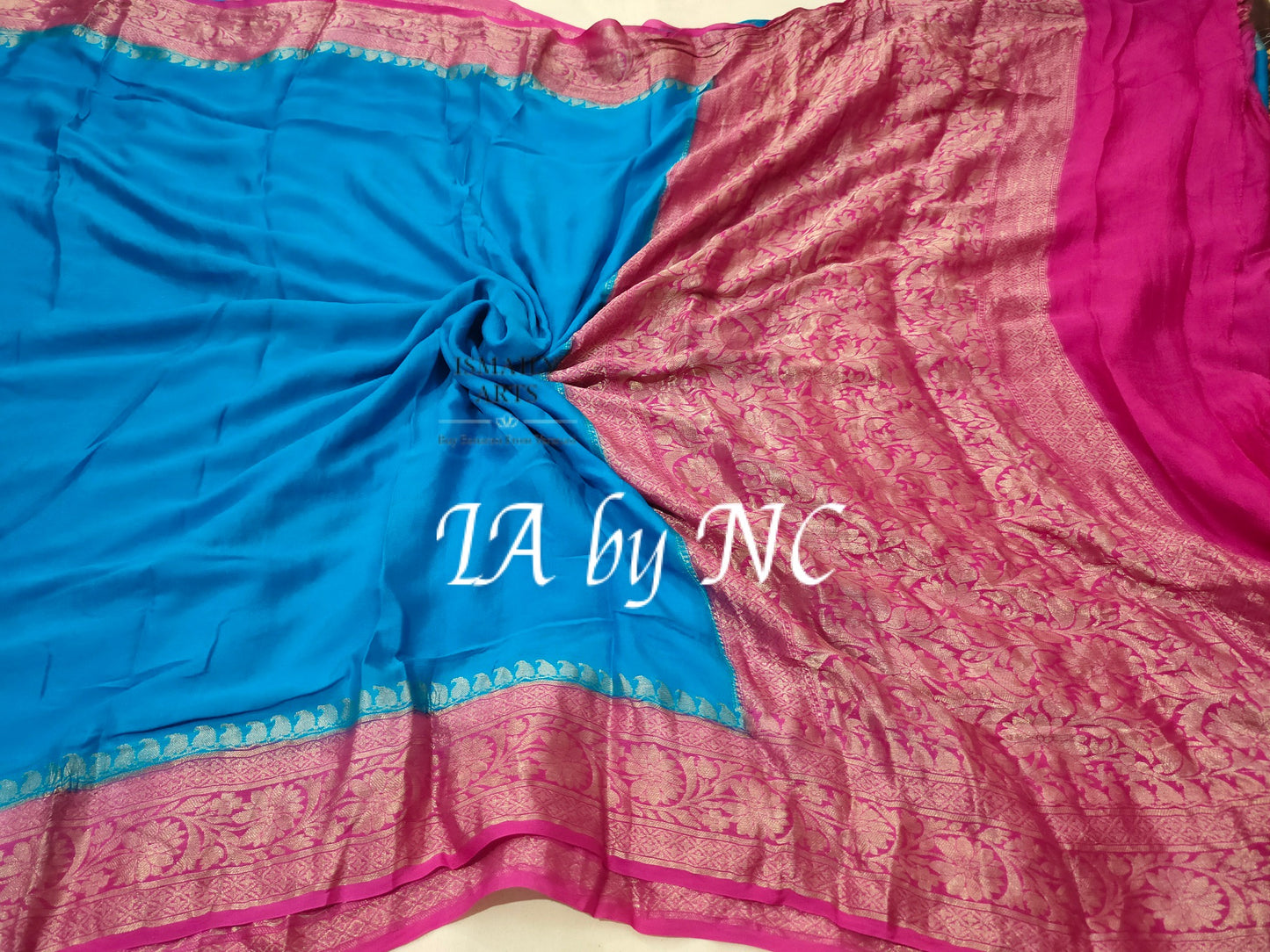 Azure Banarasi Pure Chiffon Georgette Saree