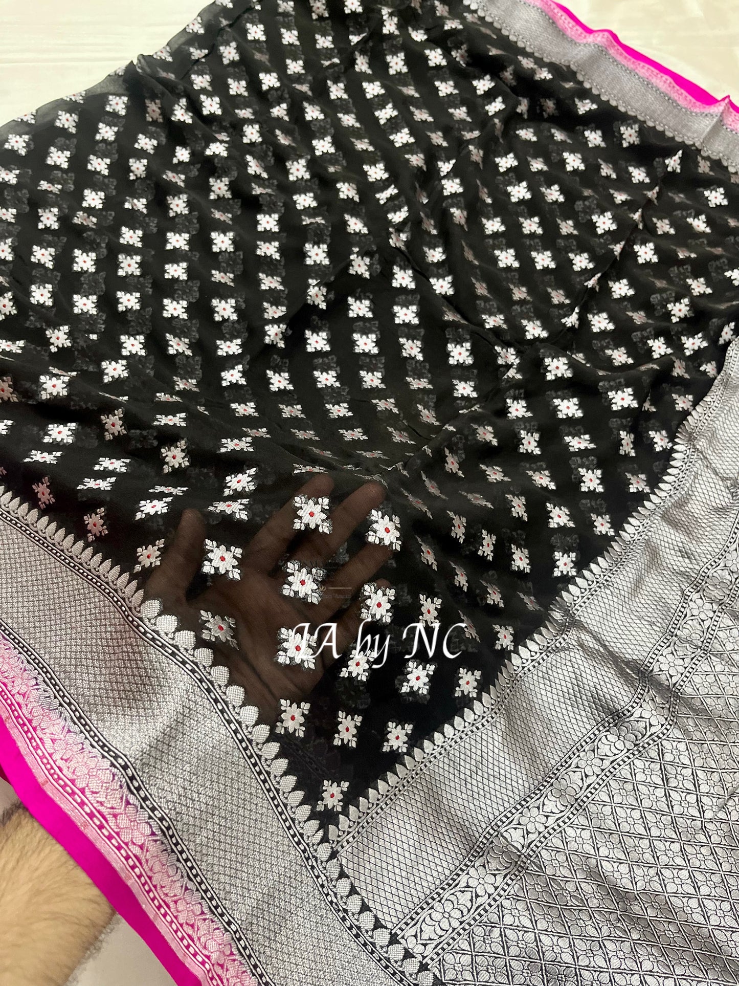 Black Banarasi Pure Khaddi Georgette Saree