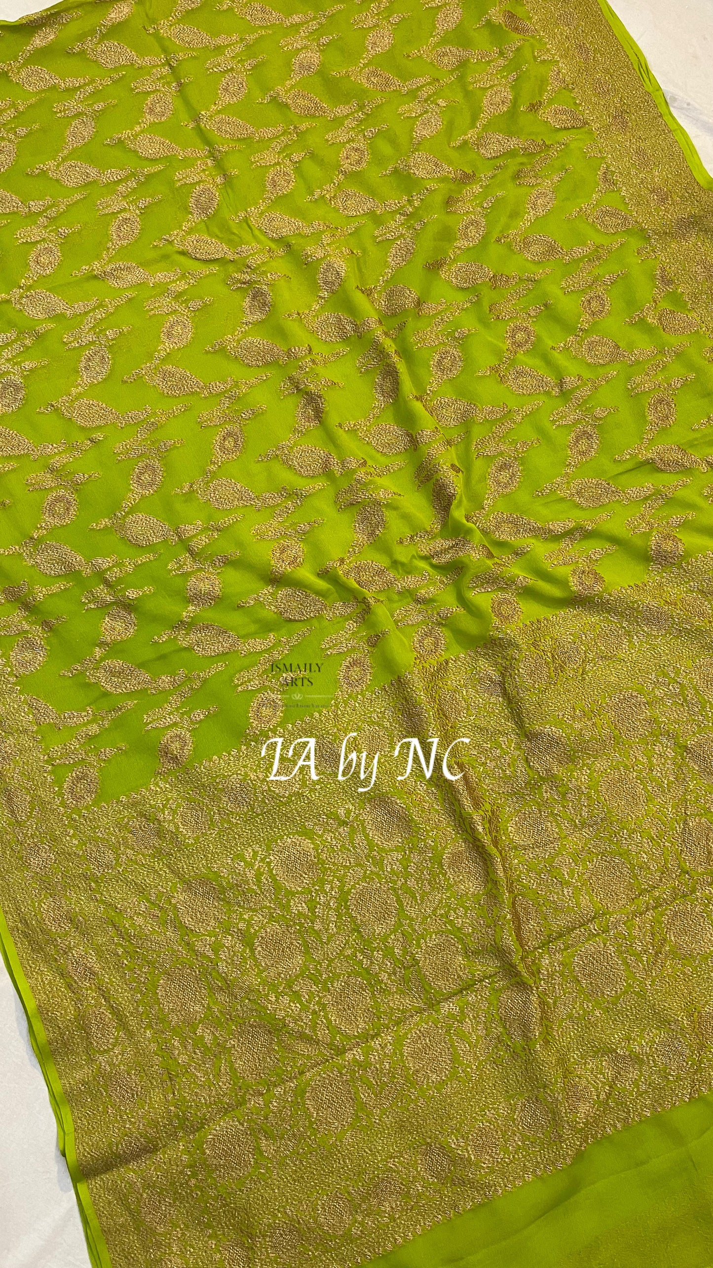 Avocado Banarasi Pure Khaddi Georgette Saree