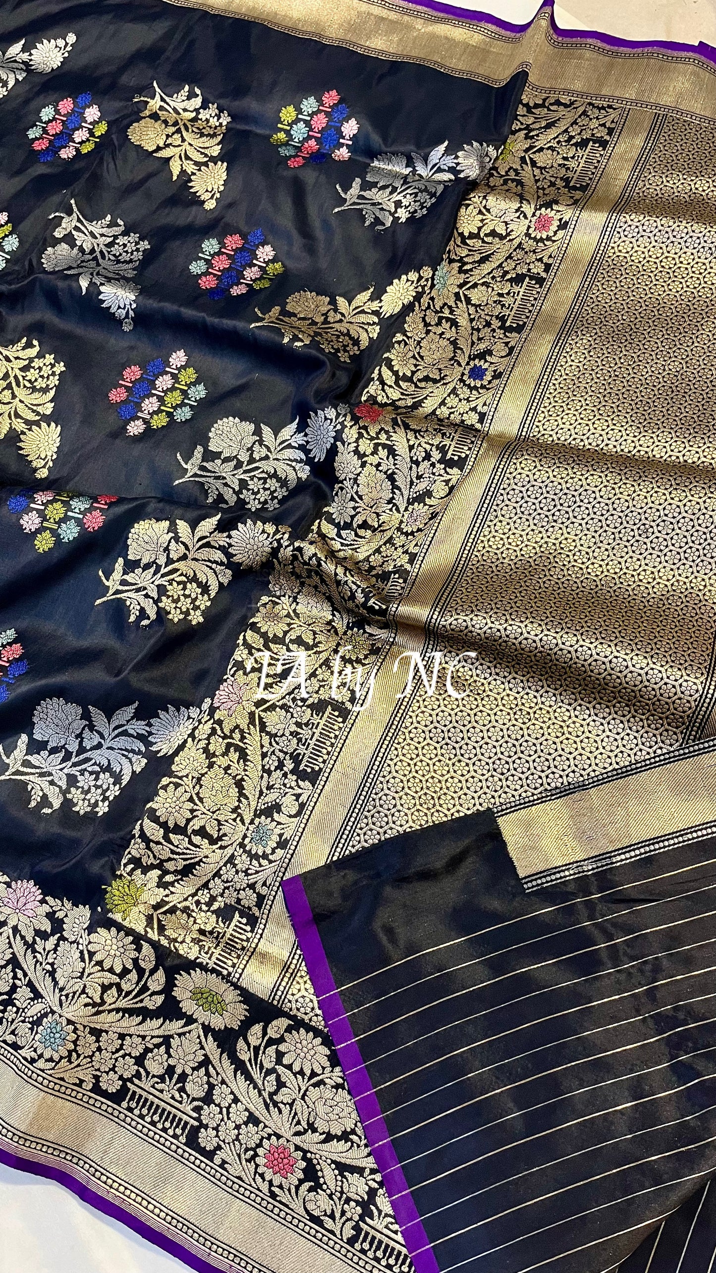 Black Banarasi Pure Katan Silk Kadwa Saree