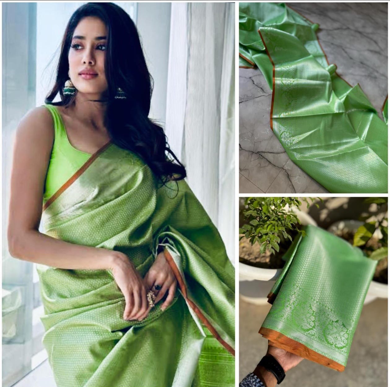 Jhanvi Kapoor Inspired Banarasi Blend Tissue Brocade Saree
