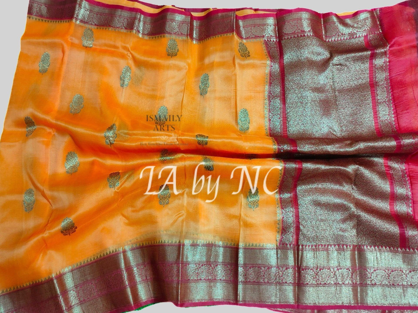 Honey Banarasi Pure Kora Organza Kadwa Saree