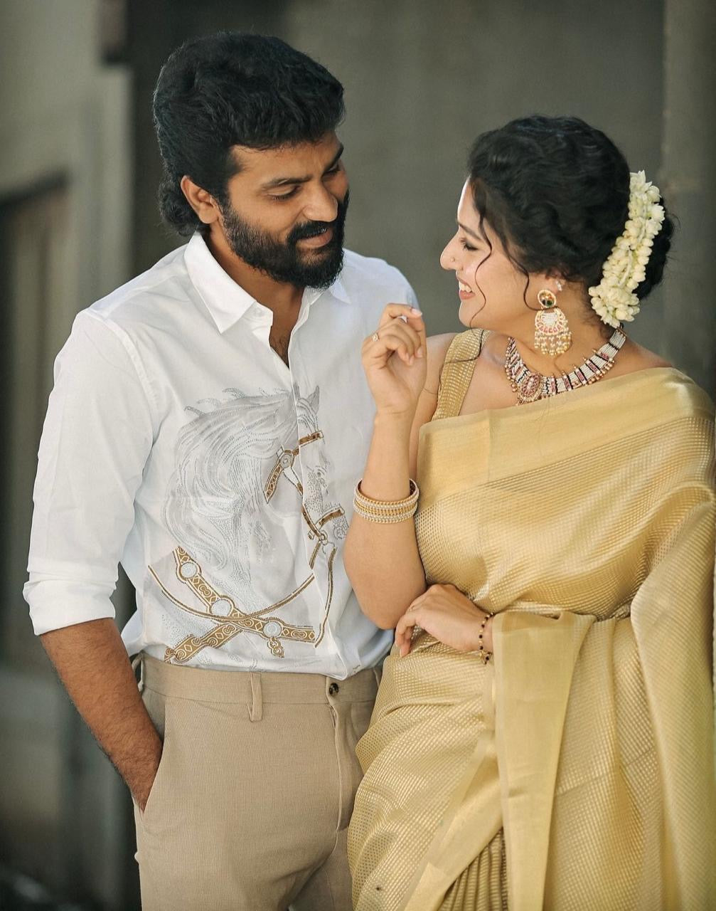 Nayanthara Inspired Banarasi Blend Tissue Brocade Saree