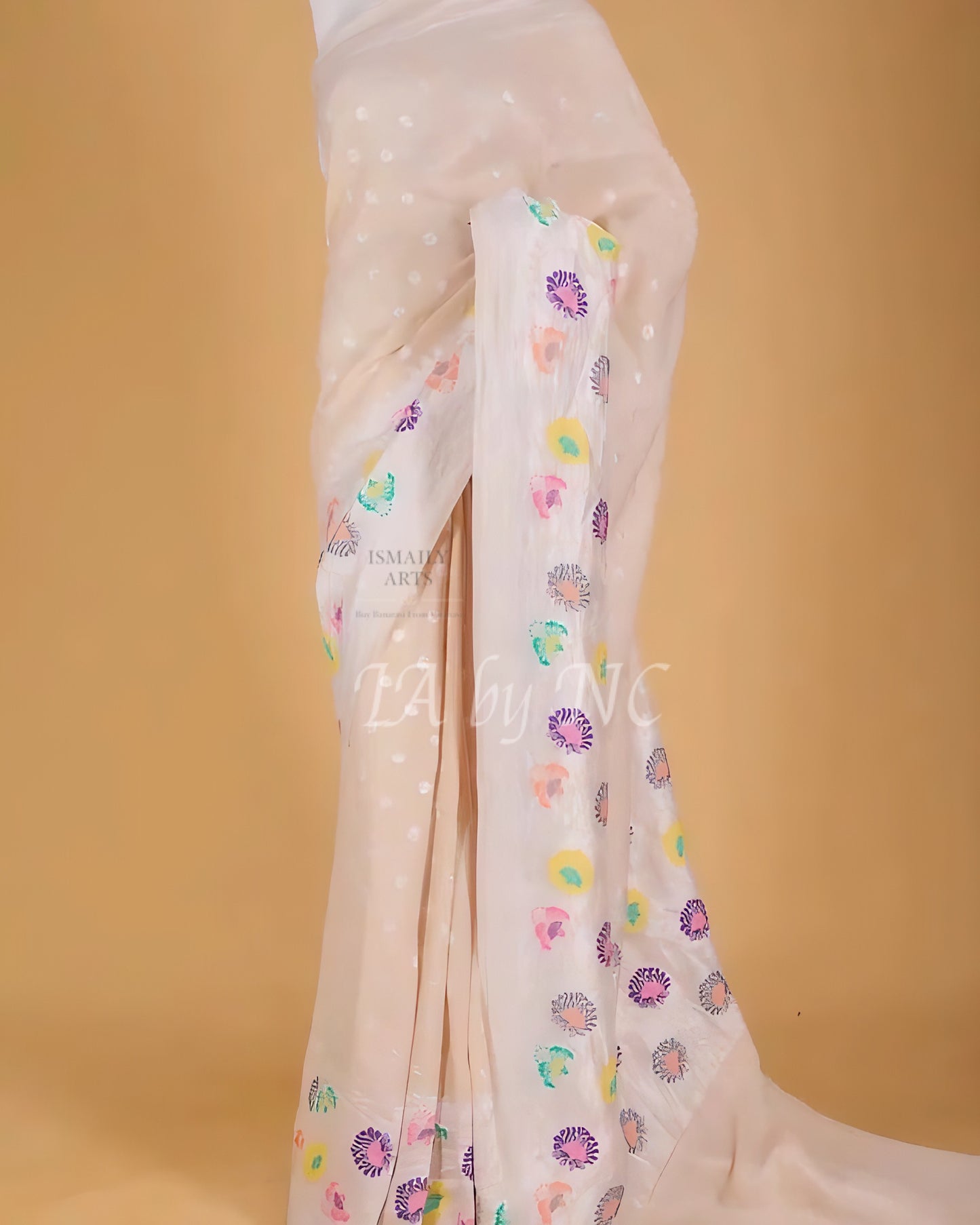 Beige Banarasi Pure Khaddi Tussar Georgette Paithani Saree