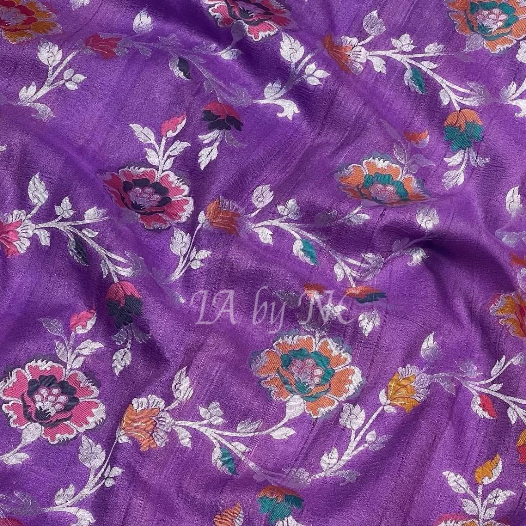 Grape Banarasi Pure Khaddi Tussar Georgette Meenakari Saree