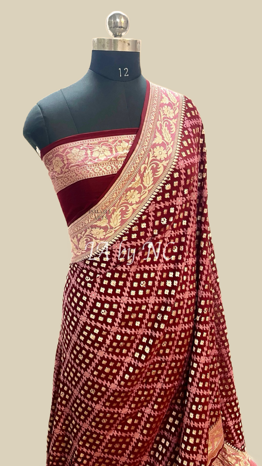 Maroon Banarasi Pure Khaddi Georgette Saree