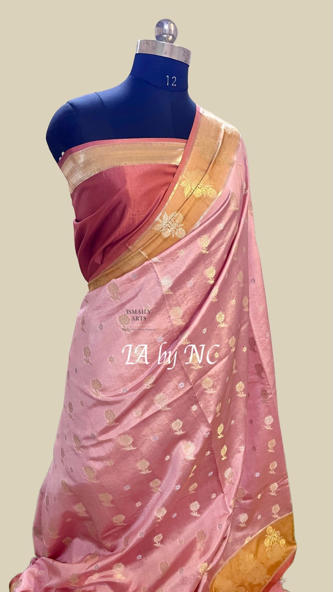 French Banarasi Pure Katan Silk Raw Mango Saree