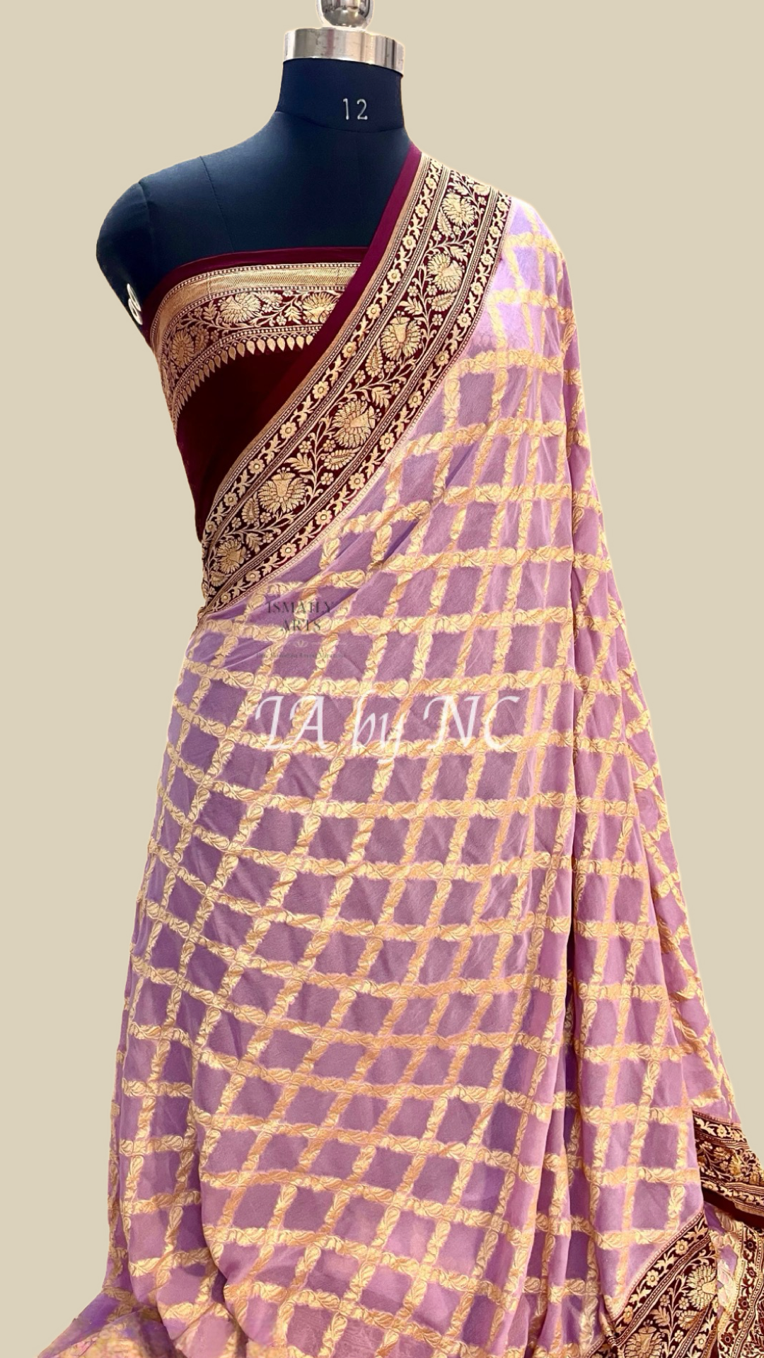 Amaranth Banarasi Pure Khaddi Georgette Saree