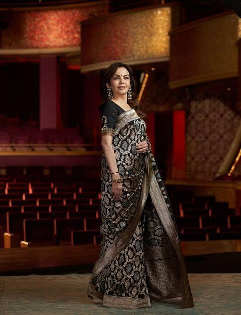 Nita Ambani Black Banarasi Pure Katan Silk Pattu Sona Rupa Saree