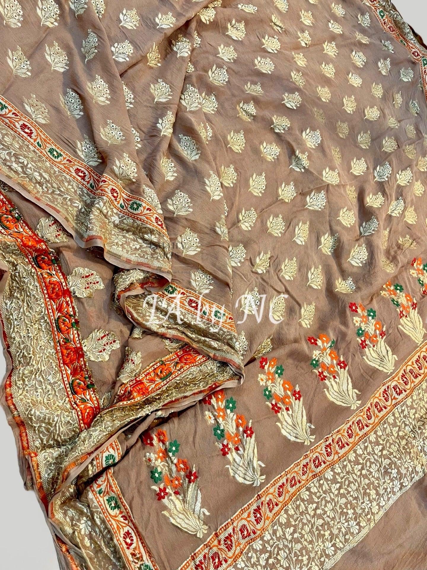 Tortilla Banarasi Pure Khaddi Georgette Saree