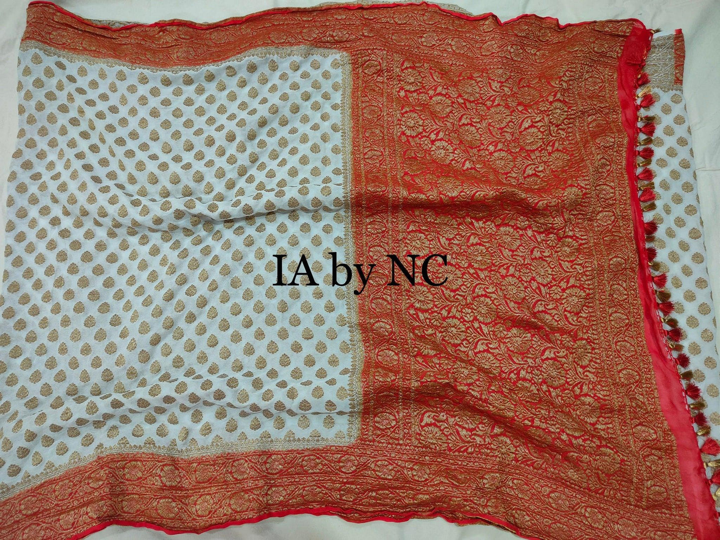 Offwhite Banarasi Pure Khaddi Georgette Saree