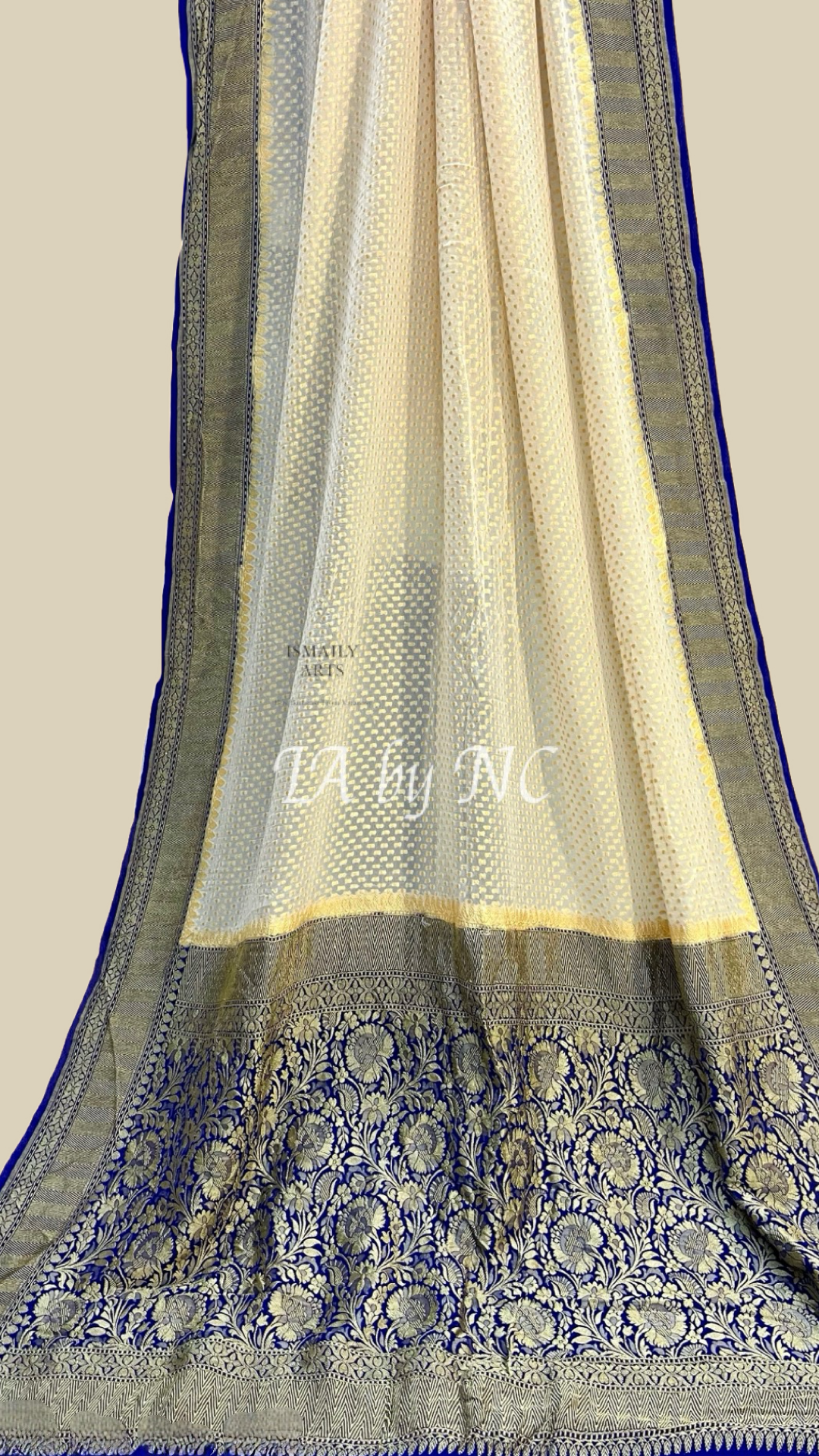 Offwhite Banarasi Pure Khaddi Georgette Saree