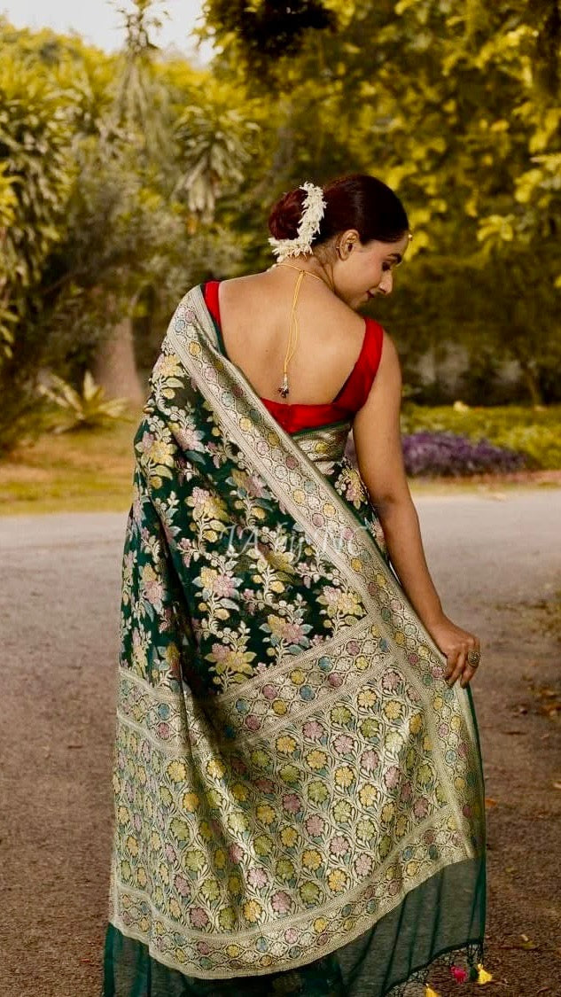 Sacramento Banarasi Pure Khaddi Georgette Saree