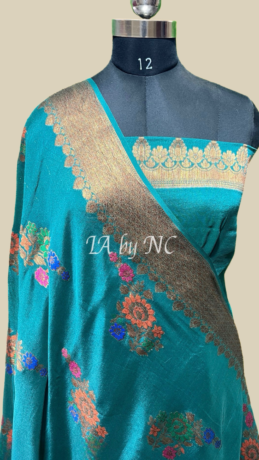 Teal Green Banarasi Pure Chiffon Georgette Saree