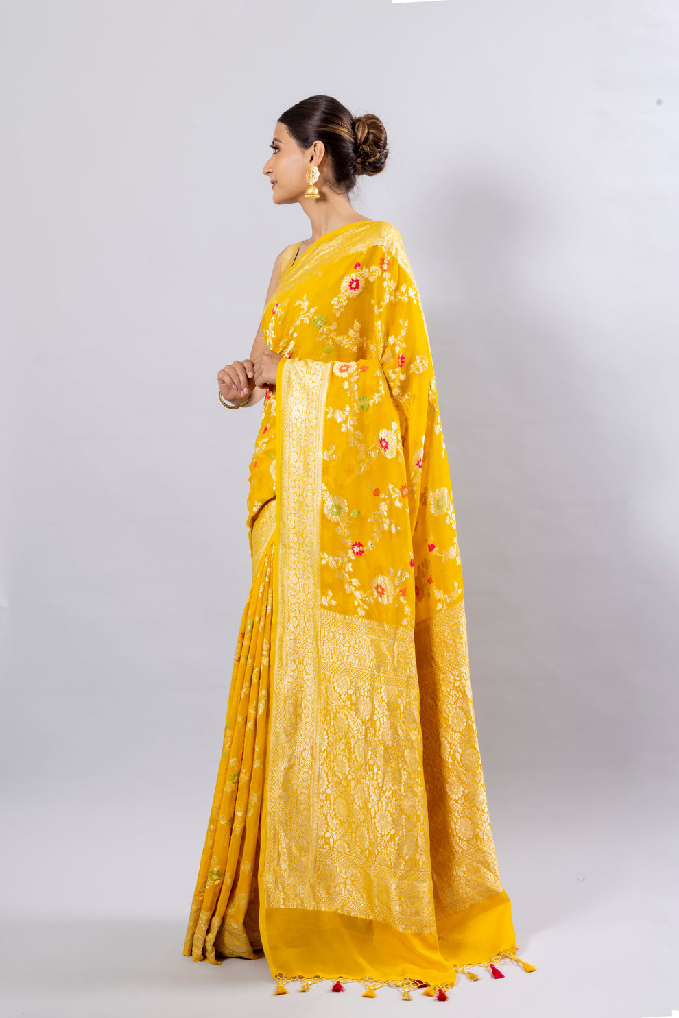 Tuscany Banarasi Pure Khaddi Georgette Meenakari Saree