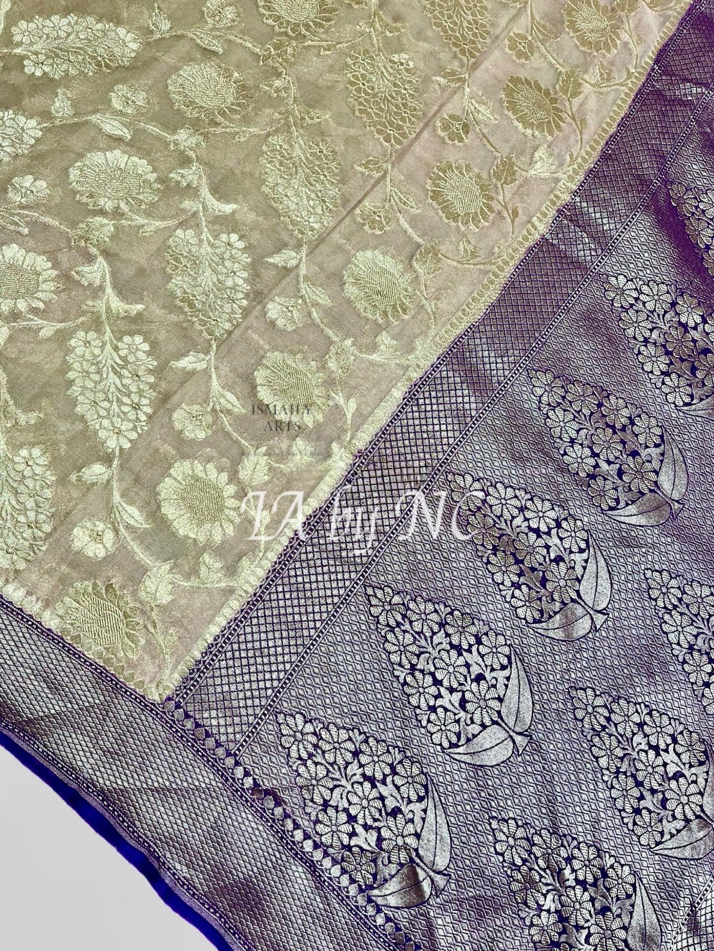 Beige Banarasi Pure Khaddi Georgette Saree