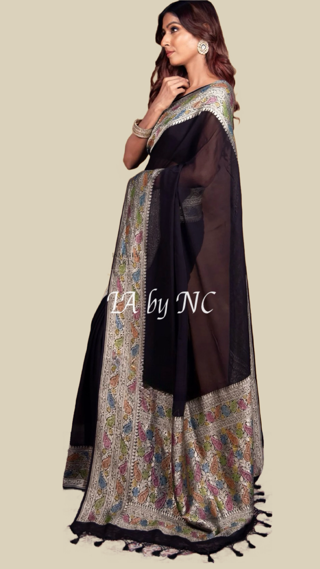 Black Banarasi Pure Khaddi Georgette Saree