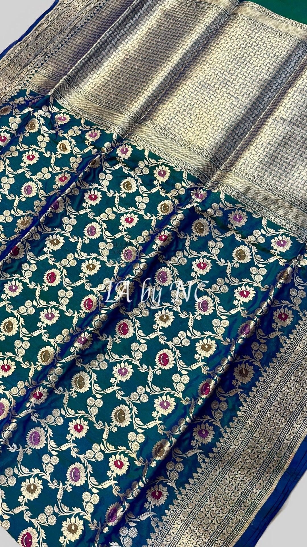 Prussian Banarasi Pure Katan Silk Meenakari Pattu Saree