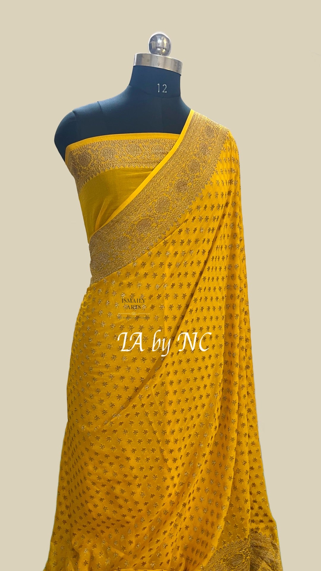 Goldenrod Banarasi Pure Khaddi Georgette Saree