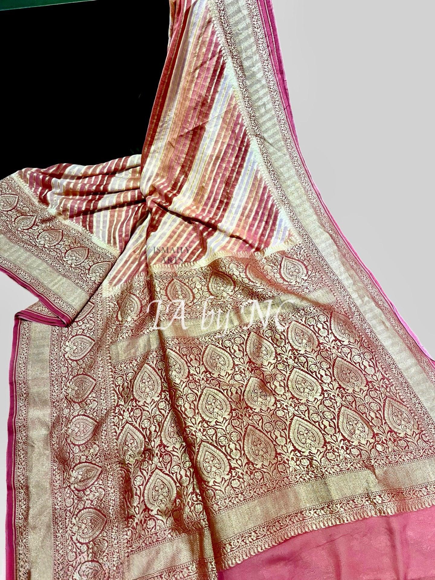 Flamingo Banarasi Pure Khaddi Georgette Saree