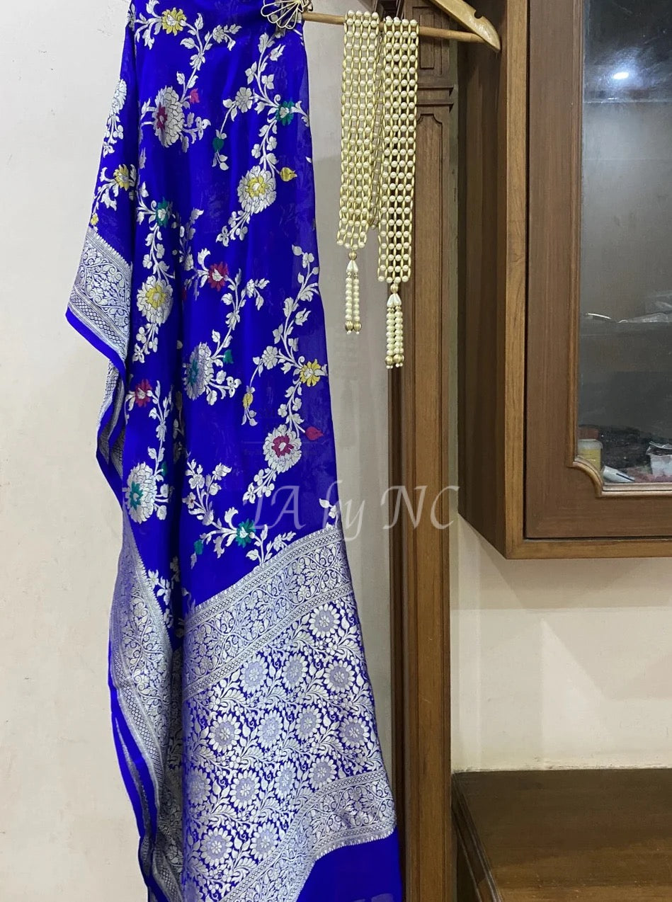 Royal Banarasi Pure Khaddi Georgette Meenakari Dupatta