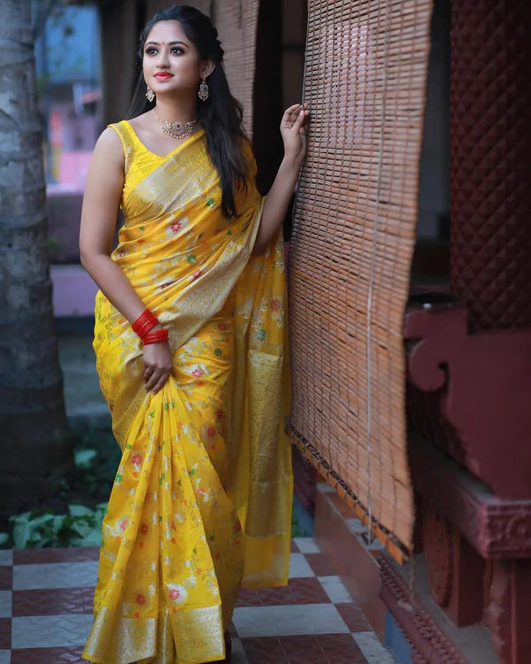 Banarasi Blend Khaddi Georgette Meena Saree
